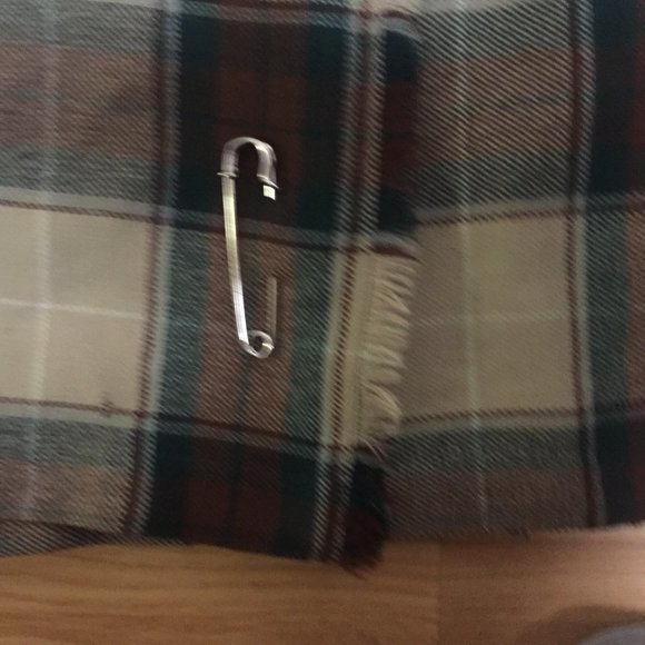 The Edinburgh Woollen Mill 100% Wool Kilt Skirt Brown Green Plaid Size Small - Picture 5 of 6